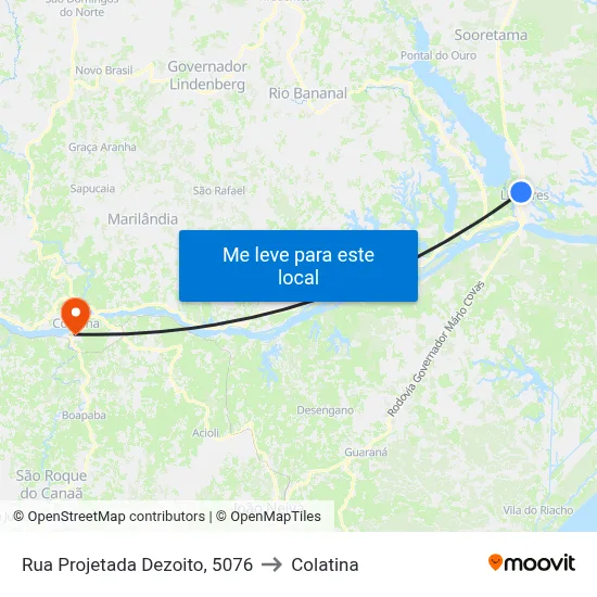 Rua Projetada Dezoito, 5076 to Colatina map