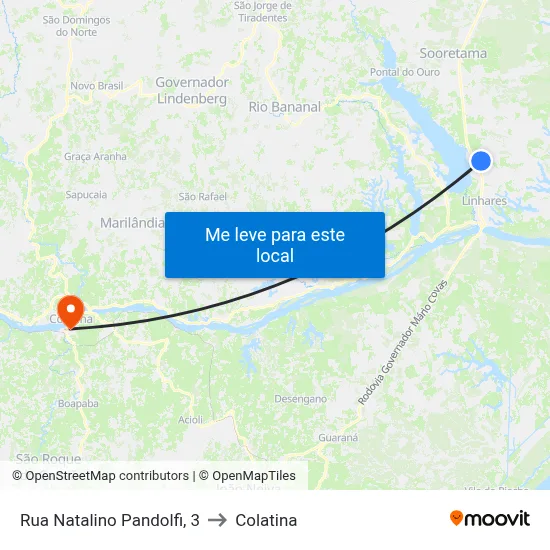Rua Natalino Pandolfi, 3 to Colatina map