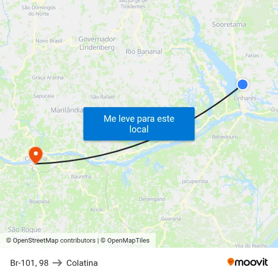 Br-101, 98 to Colatina map