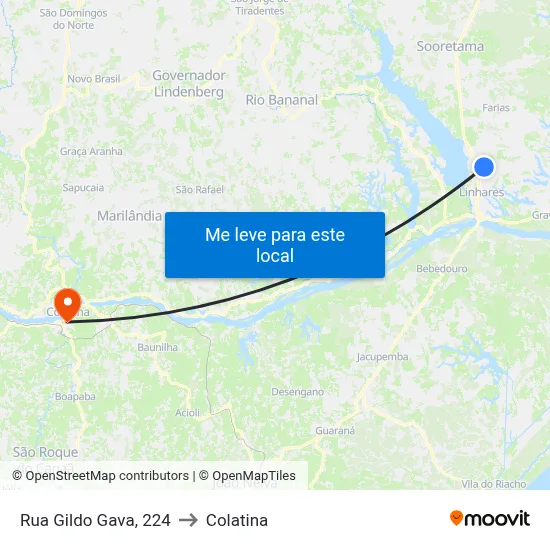 Rua Gildo Gava, 224 to Colatina map