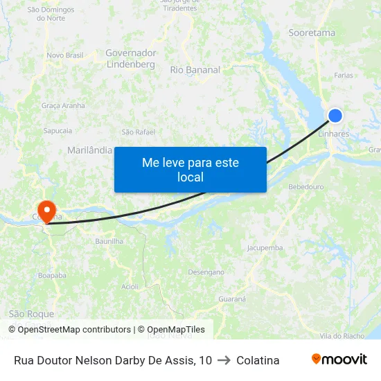 Rua Doutor Nelson Darby De Assis, 10 to Colatina map