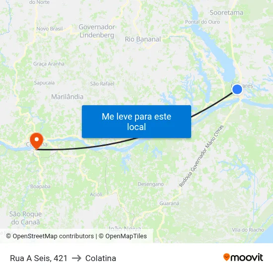 Rua A Seis, 421 to Colatina map