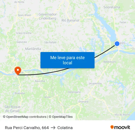Rua Perci Carvalho, 664 to Colatina map