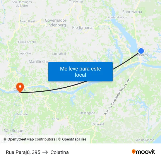 Rua Parajú, 395 to Colatina map