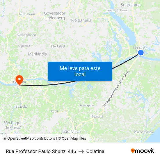 Rua Professor Paulo Shultz, 446 to Colatina map
