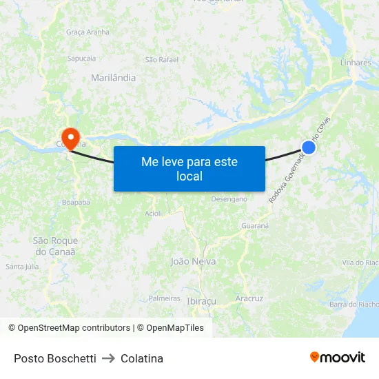 Posto Boschetti to Colatina map