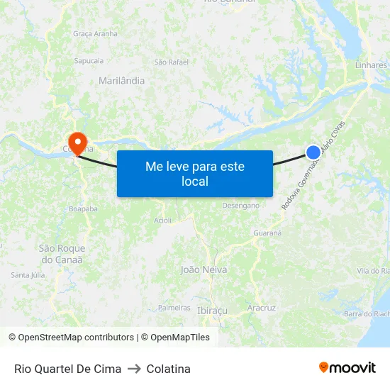 Rio Quartel De Cima to Colatina map