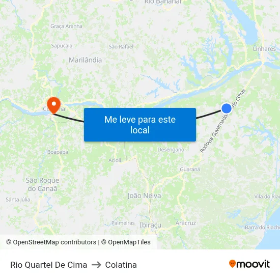 Rio Quartel De Cima to Colatina map