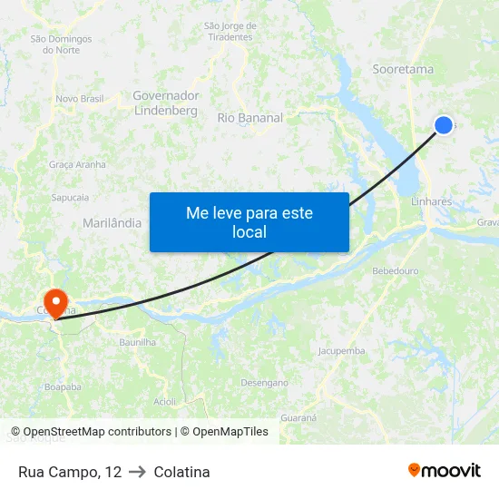 Rua Campo, 12 to Colatina map