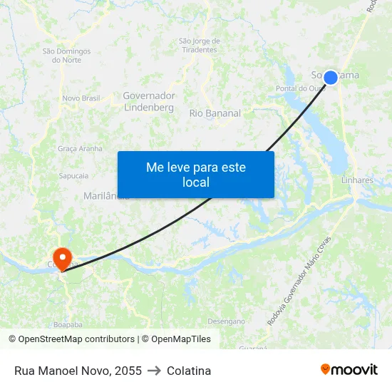 Rua Manoel Novo, 2055 to Colatina map