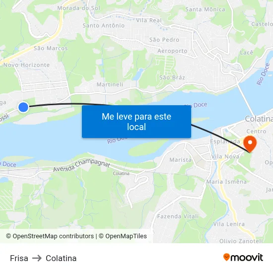 Frisa to Colatina map