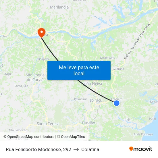 Rua Felisberto Modenese, 292 to Colatina map