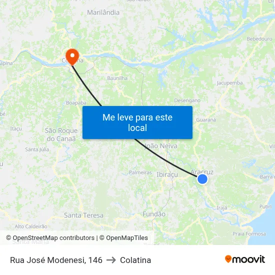 Rua José Modenesi, 146 to Colatina map