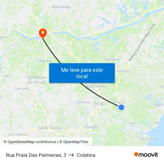 Rua Praia Das Palmeiras, 3 to Colatina map