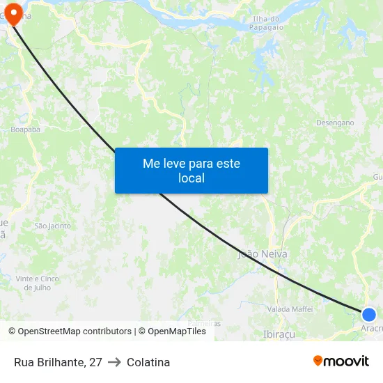 Rua Brilhante, 27 to Colatina map