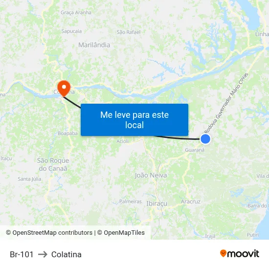 Br-101 to Colatina map