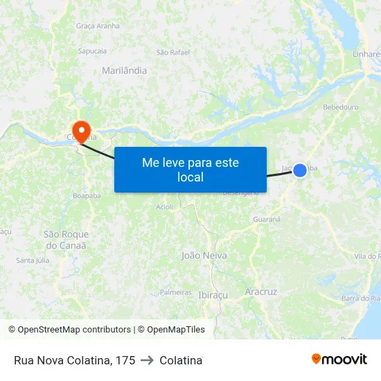 Rua Nova Colatina, 175 to Colatina map