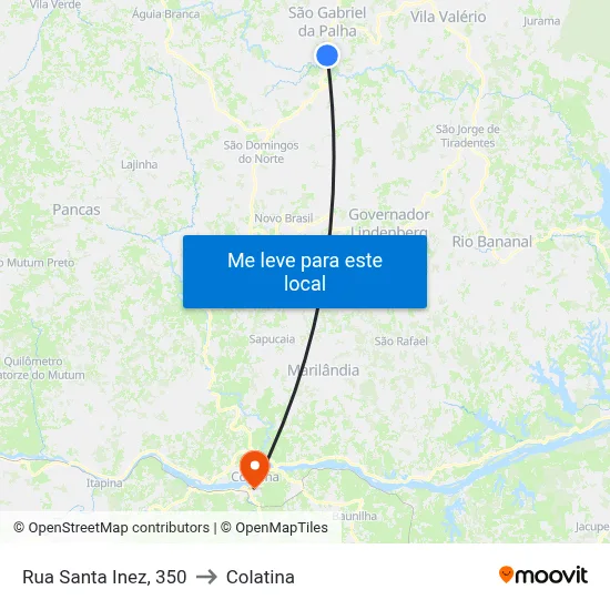 Rua Santa Inez, 350 to Colatina map