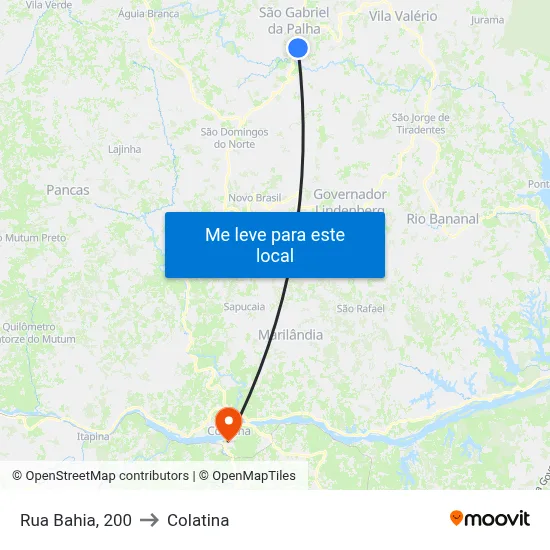 Rua Bahia, 200 to Colatina map
