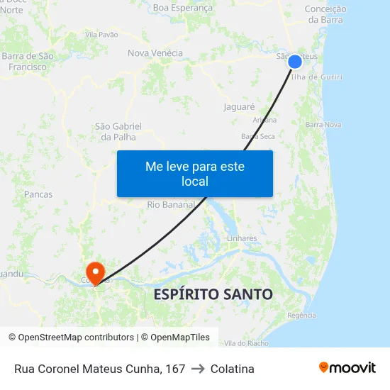 Rua Coronel Mateus Cunha, 167 to Colatina map