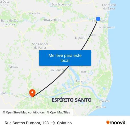 Rua Santos Dumont, 128 to Colatina map