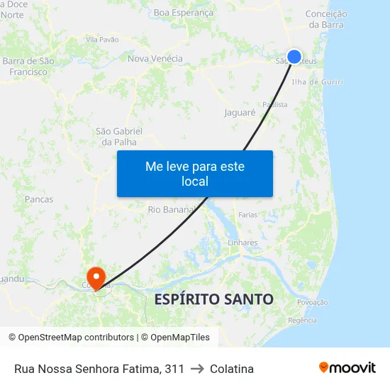 Rua Nossa Senhora Fatima, 311 to Colatina map
