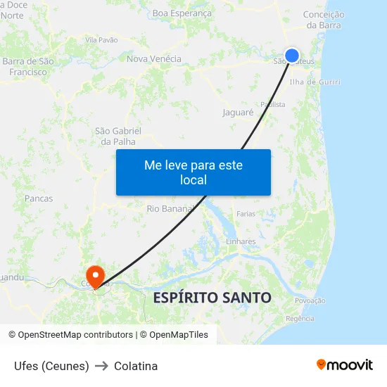 Ufes (Ceunes) to Colatina map