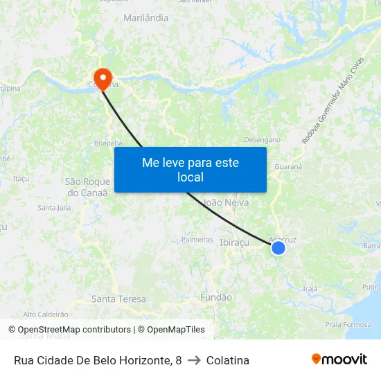 Rua Cidade De Belo Horizonte, 8 to Colatina map