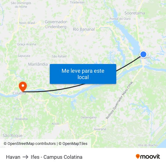 Havan to Ifes - Campus Colatina map