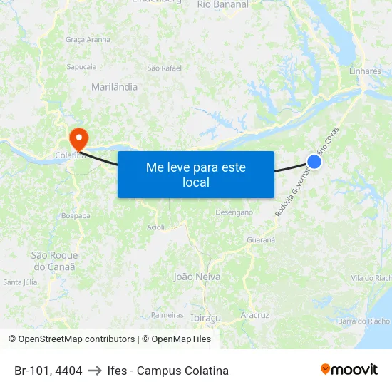 Br-101, 4404 to Ifes - Campus Colatina map