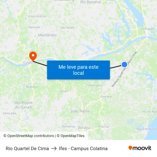 Rio Quartel De Cima to Ifes - Campus Colatina map