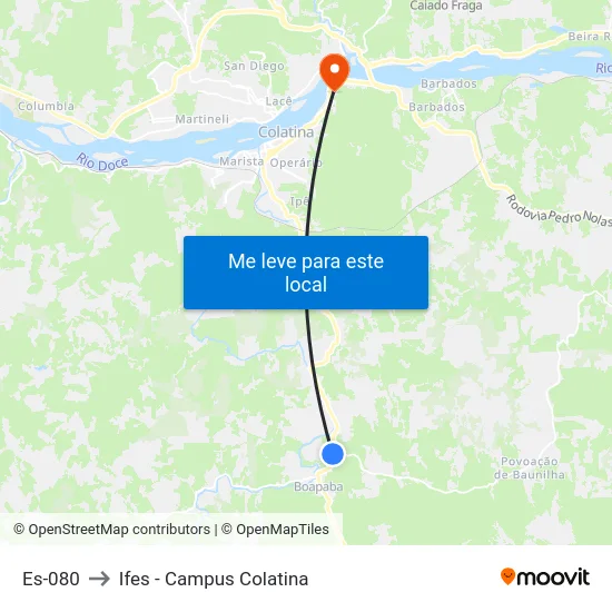 Es-080 to Ifes - Campus Colatina map