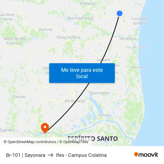Br-101 | Sayonara to Ifes - Campus Colatina map