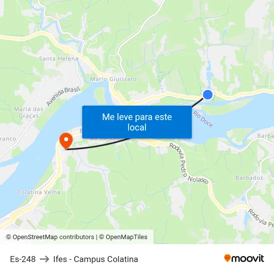 Es-248 to Ifes - Campus Colatina map
