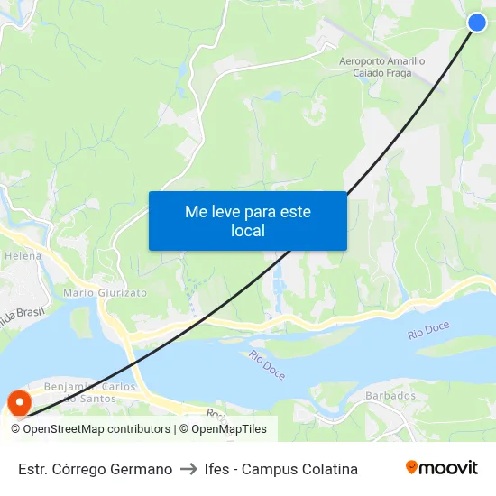 Estr. Córrego Germano to Ifes - Campus Colatina map