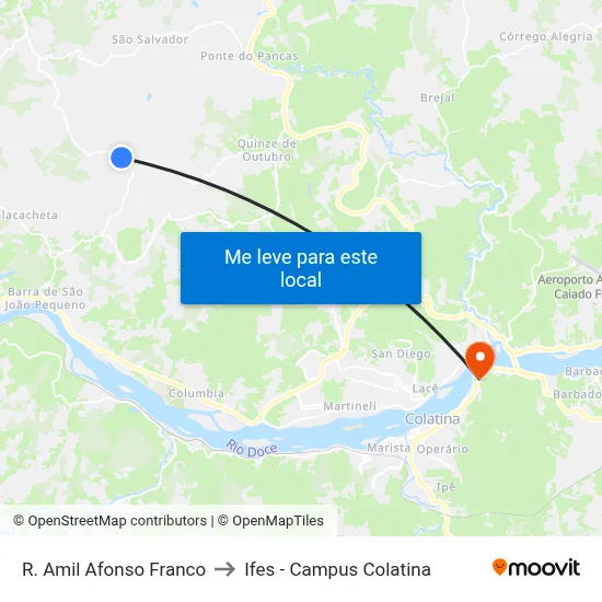 R. Amil Afonso Franco to Ifes - Campus Colatina map