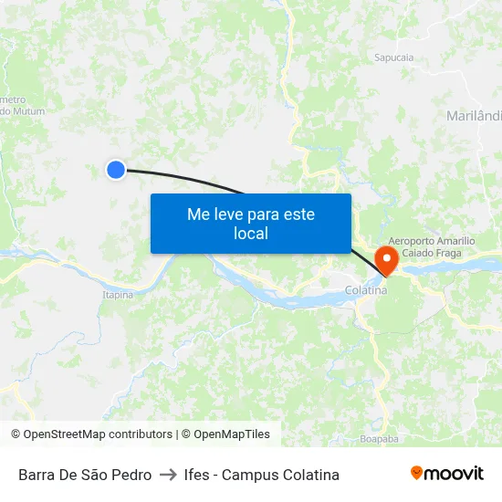 Barra De São Pedro to Ifes - Campus Colatina map