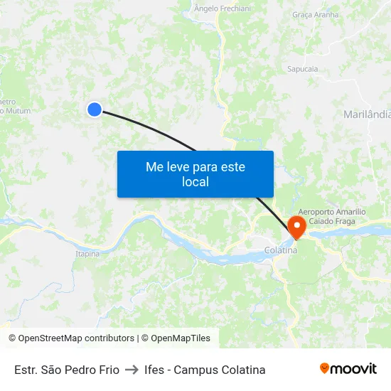 Estr. São Pedro Frio to Ifes - Campus Colatina map