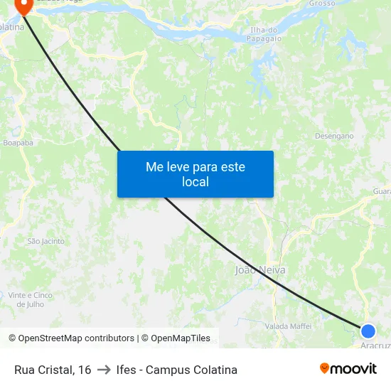 Rua Cristal, 16 to Ifes - Campus Colatina map