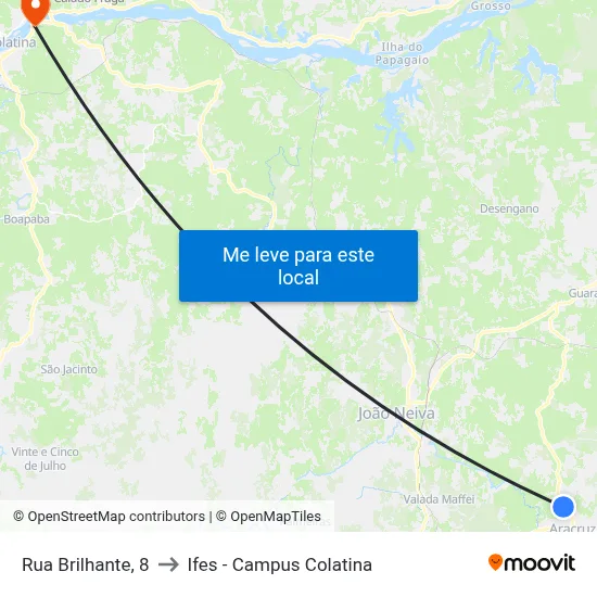 Rua Brilhante, 8 to Ifes - Campus Colatina map