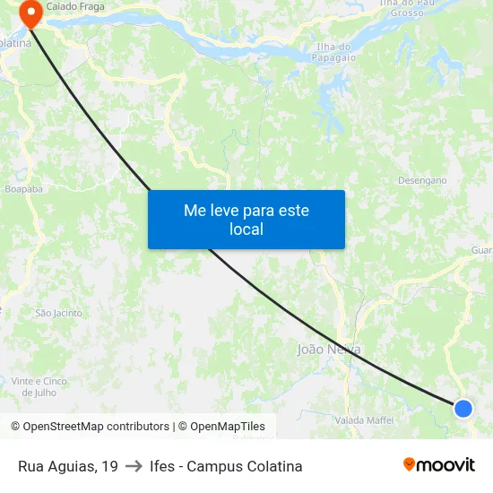 Rua Aguias, 19 to Ifes - Campus Colatina map