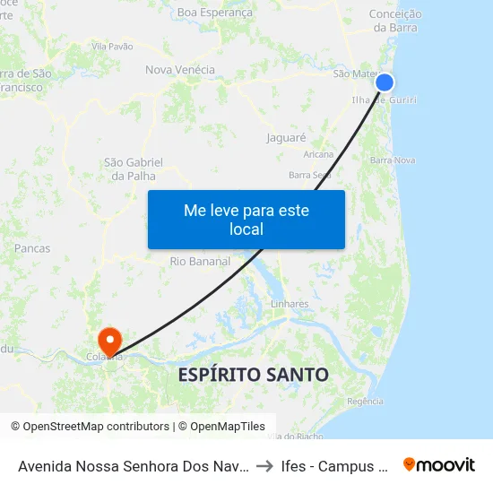 Avenida Nossa Senhora Dos Navegantes, 653 to Ifes - Campus Colatina map