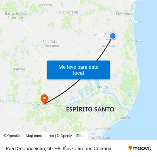 Rua Da Conceicao, 60 to Ifes - Campus Colatina map