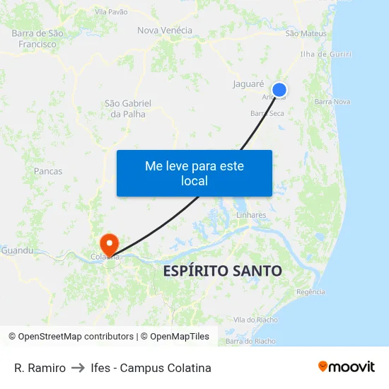R. Ramiro to Ifes - Campus Colatina map