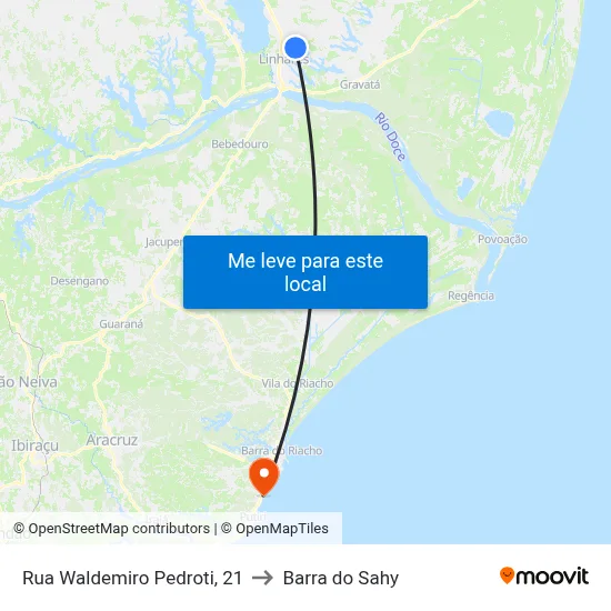 Rua Waldemiro Pedroti, 21 to Barra do Sahy map