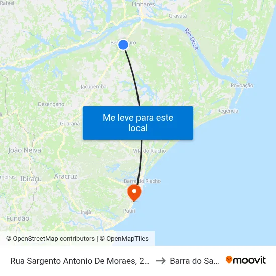 Rua Sargento Antonio De Moraes, 240 to Barra do Sahy map