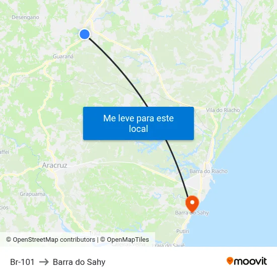 Br-101 to Barra do Sahy map