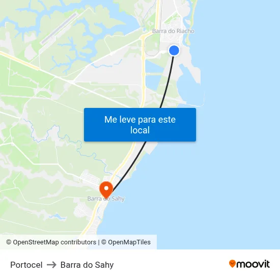 Portocel to Barra do Sahy map