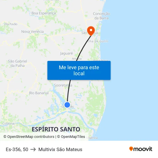 Es-356, 50 to Multivix São Mateus map