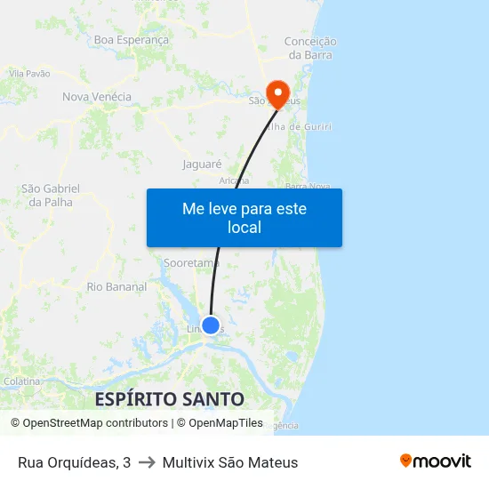 Rua Orquídeas, 3 to Multivix São Mateus map